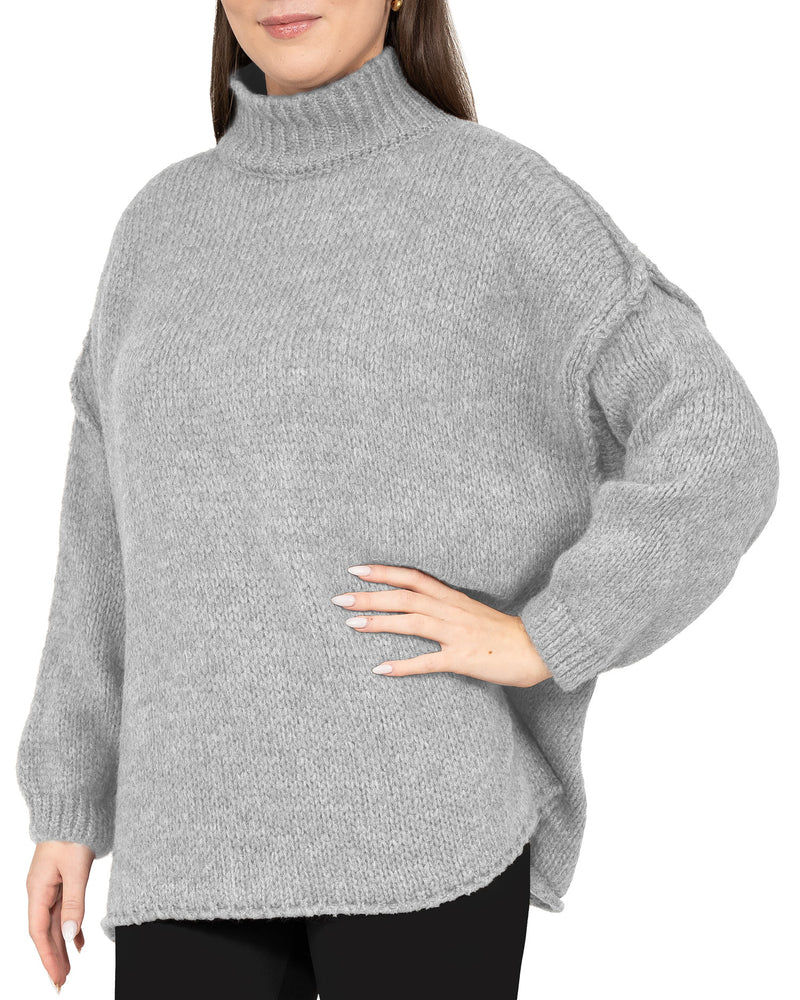 Damen Relaxed Fit Strickpullover 25RSW095 - Grey