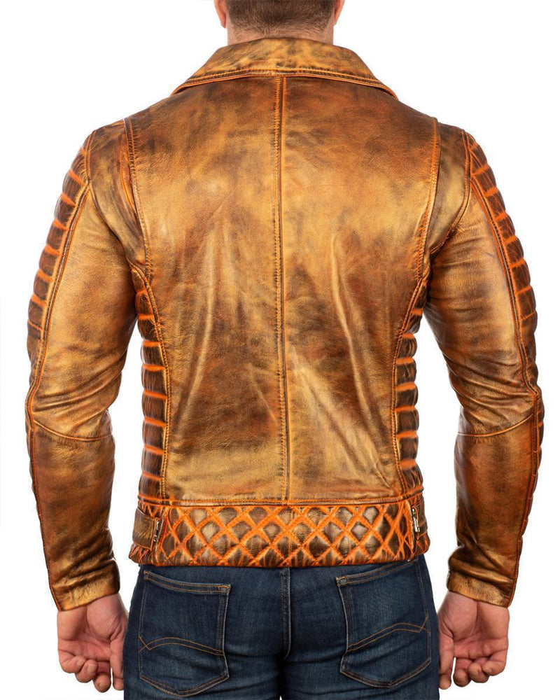 Herren Slim Fit Echtleder Jacke RS001LUX - Gold