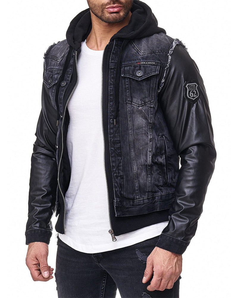 Herren Regular Fit Jacke Stonewashed C1290 - Black