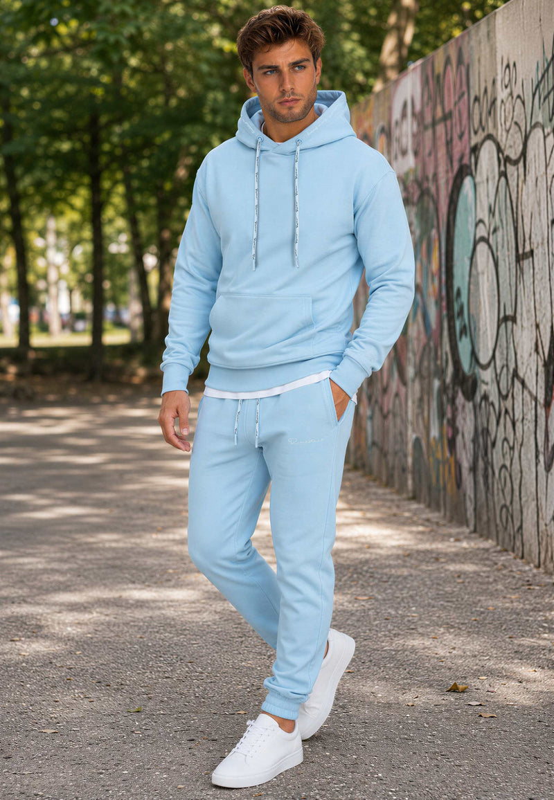 Herren Regular Fit Hoodie Marken-Stick 23RS034 - Baby Blue