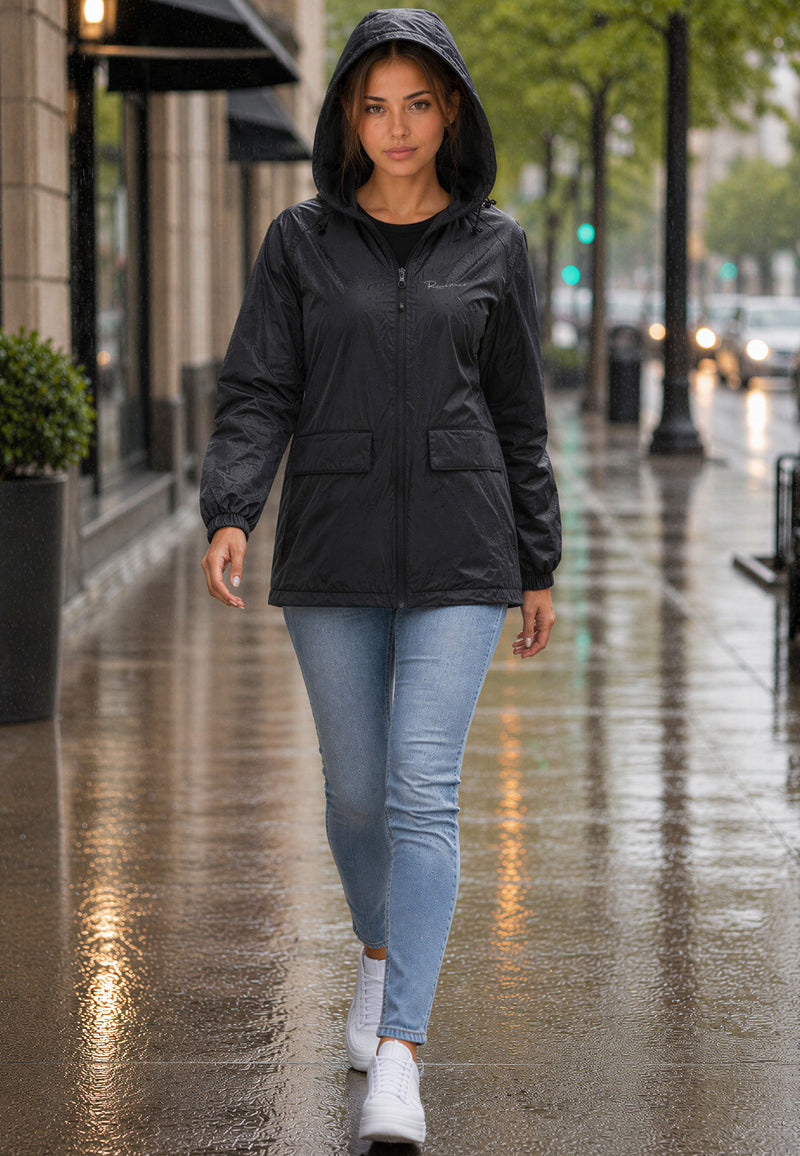 Damen Relaxed Fit Allwetter Windbreaker 24RSW054 - Black