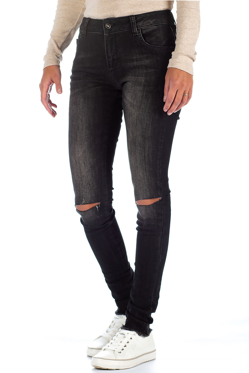 Damen Slim Fit Jeans Stonewashed 19CB05 - Black