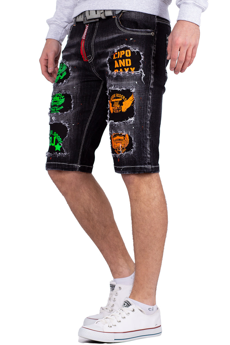 Herren Regular Fit Shorts Stonewashed CK241 - Black