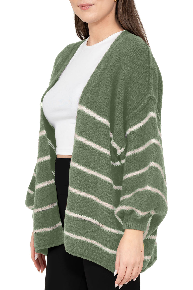 Damen Relaxed Fit Cardigan 25RSW088 - Green