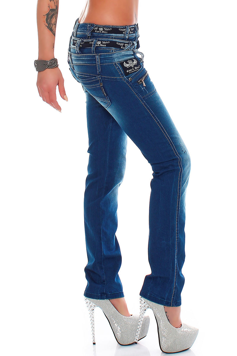 Damen Straight Fit Jeans Stonewashed CBW0282 - Blue