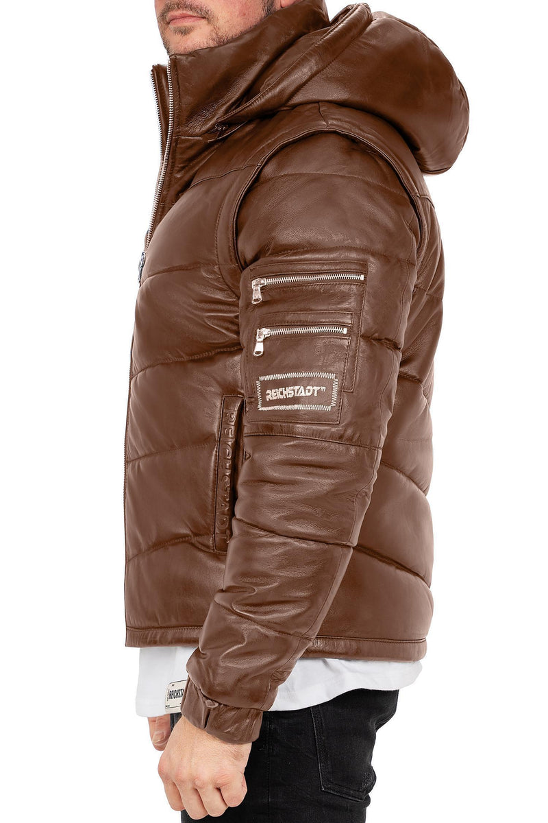 Herren Regular Fit Jacke Echtleder 22RS032LUX - Cognac