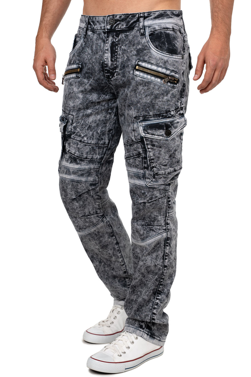Herren Straight Fit Jeans Stonewashed CD780 - Black