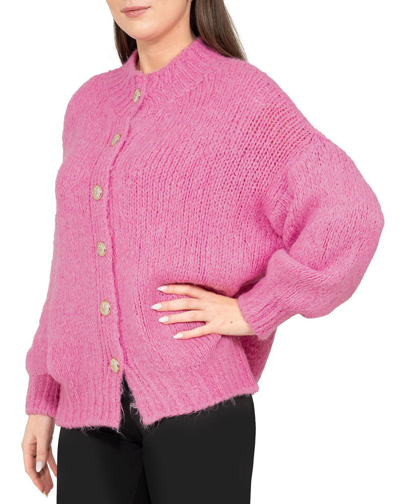 Damen Relaxed Fit Strickjacke 25RSW094 - Pink