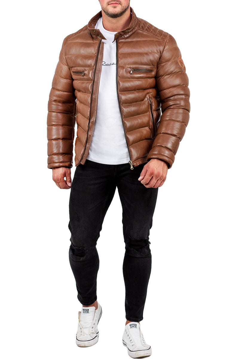 Reichstadt Herren Regular Fit Lederjacke Braun (Modell 19RS016) - Ansicht 3