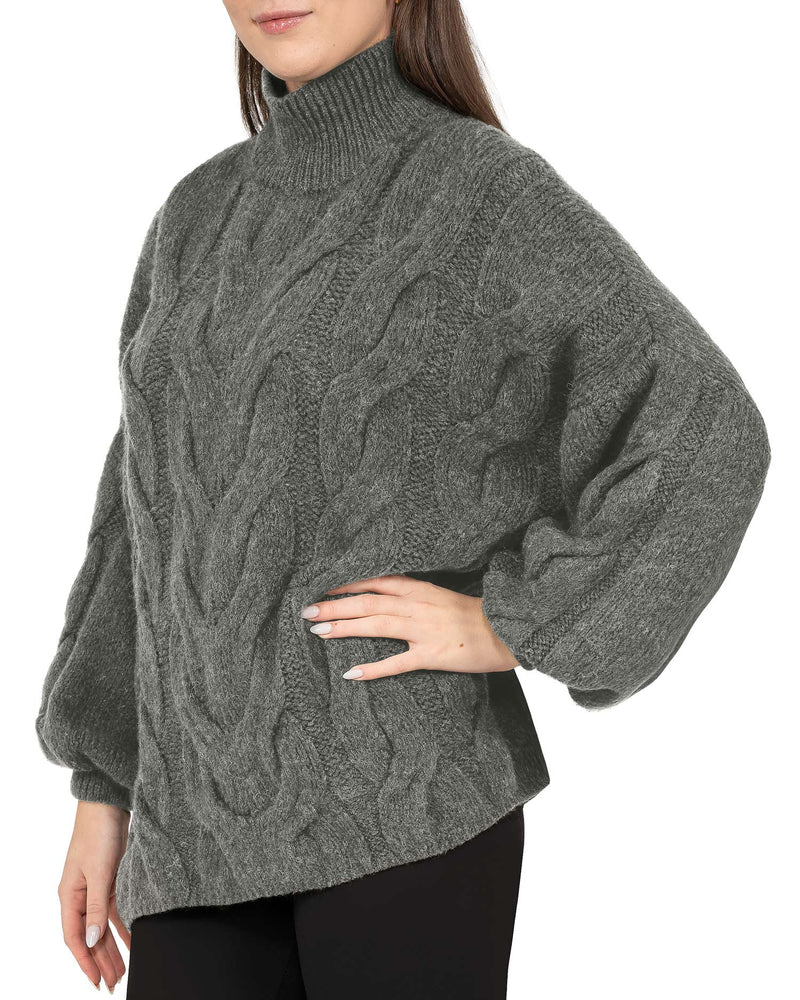 Damen Relaxed Fit Strickpullover 25RSW091 - Grey