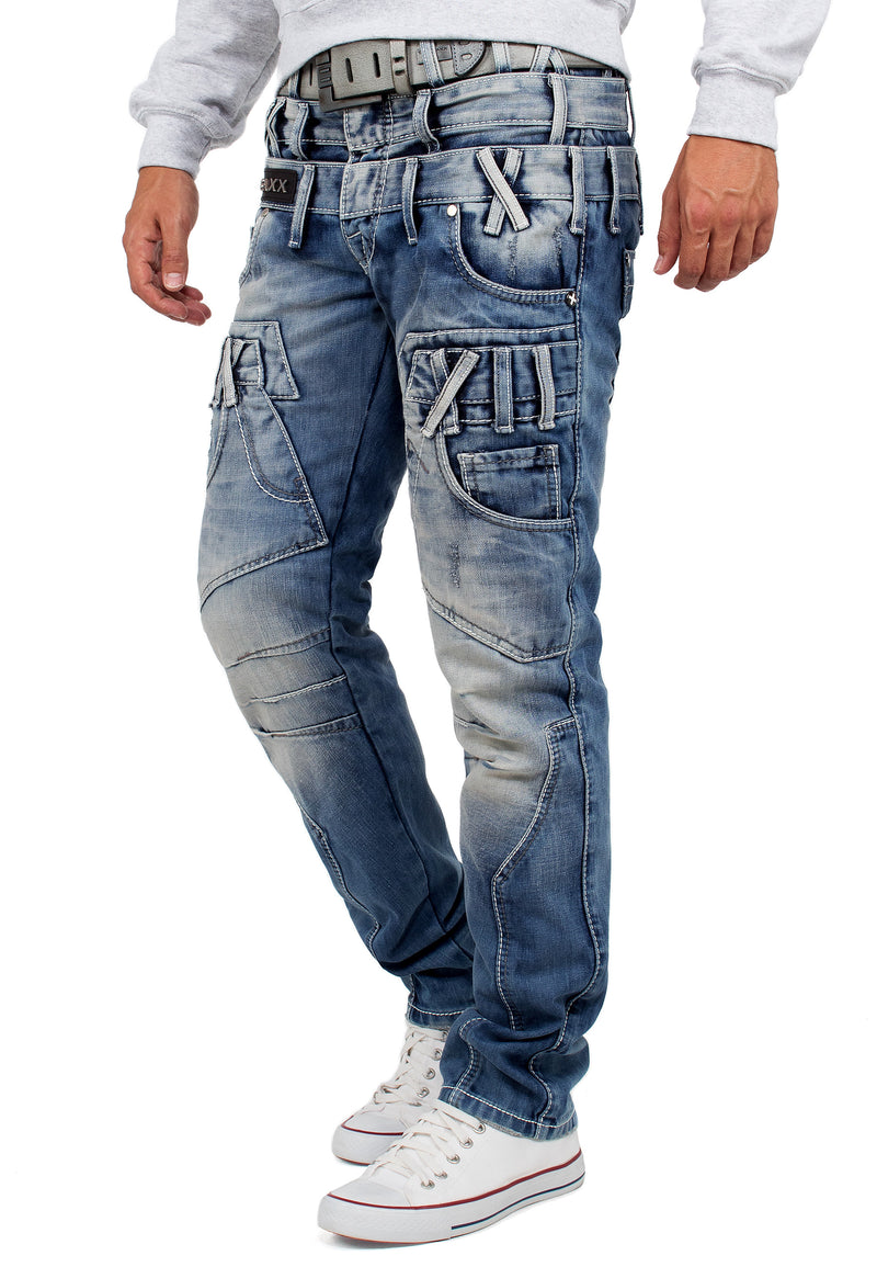 Herren Regular Fit Jeans Stonewashed CD466 - Blue