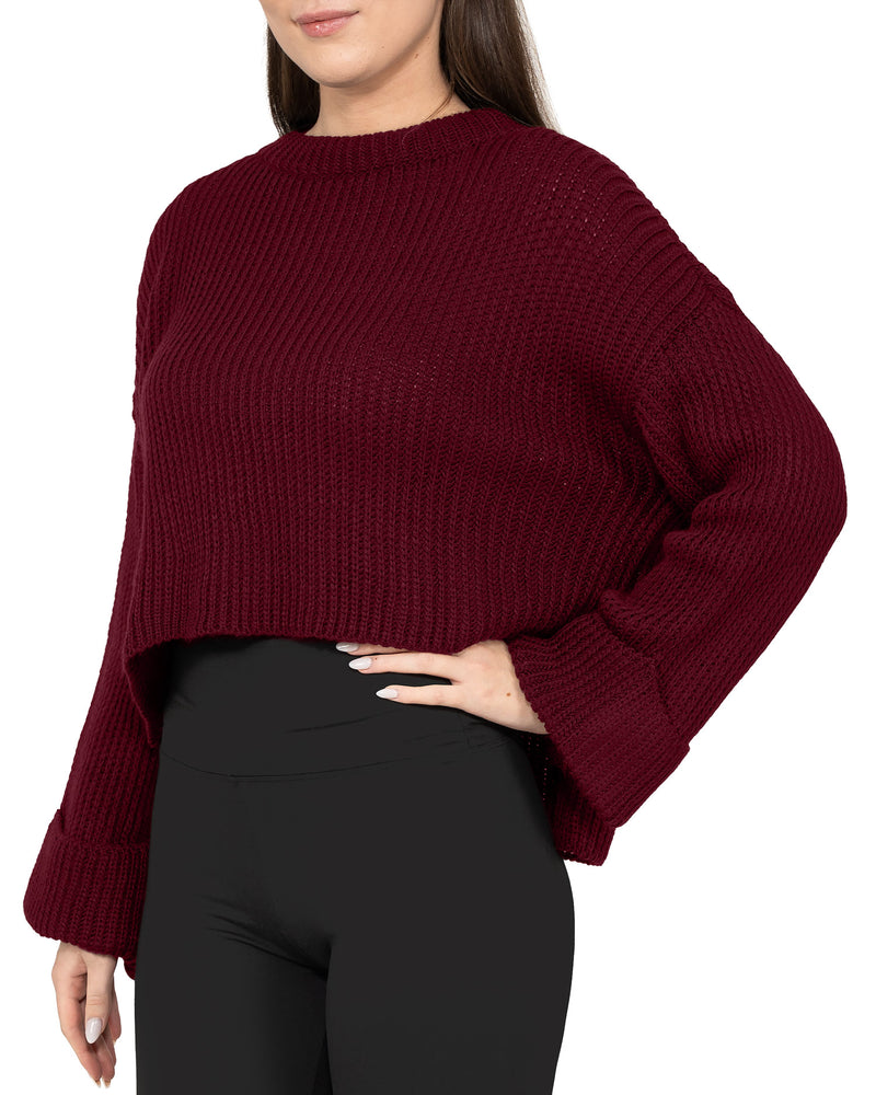 Damen Relaxed Fit Strickpullover 25RSW093 - Bordeaux