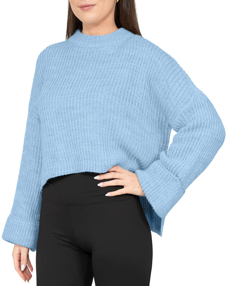 Damen Relaxed Fit Strickpullover 25RSW093 - Baby Blue