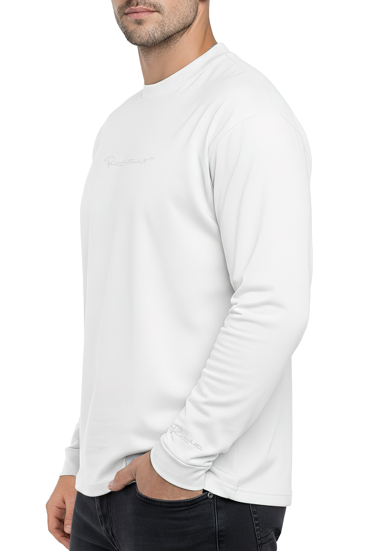 Herren Oversized Langarm Shirt in White – Reichstadt – Ansicht 3