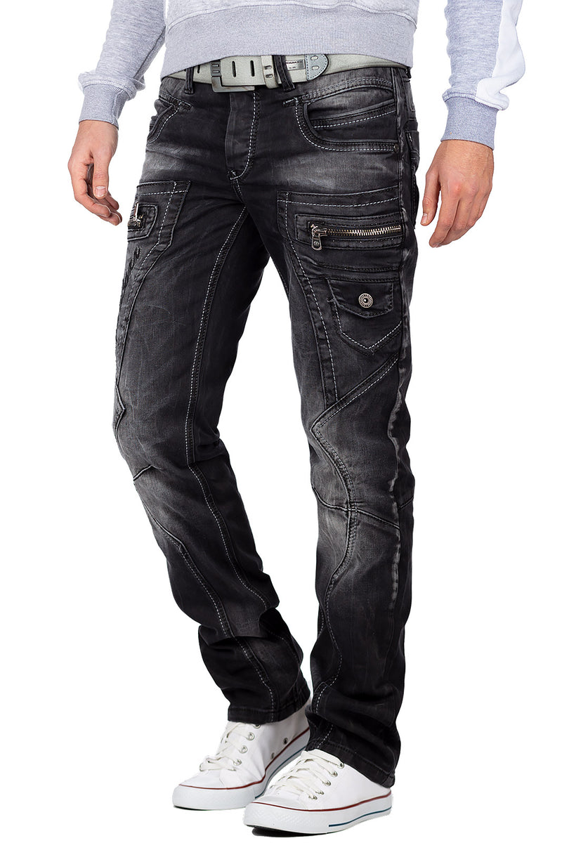 Herren Regular Fit Jeans Stonewashed CD296 - Black