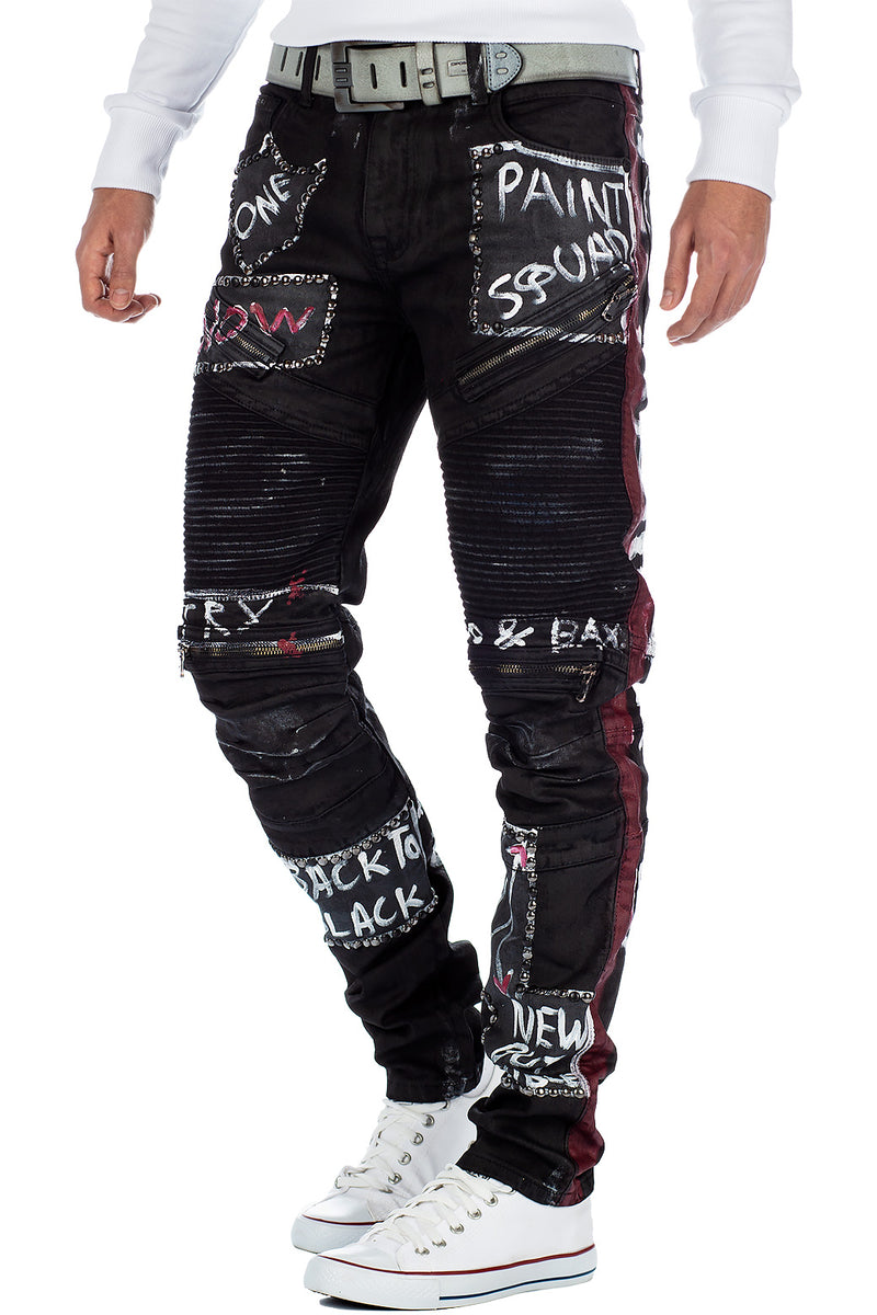 Herren Straight Fit Jeans Mid Waist CD571 - Black