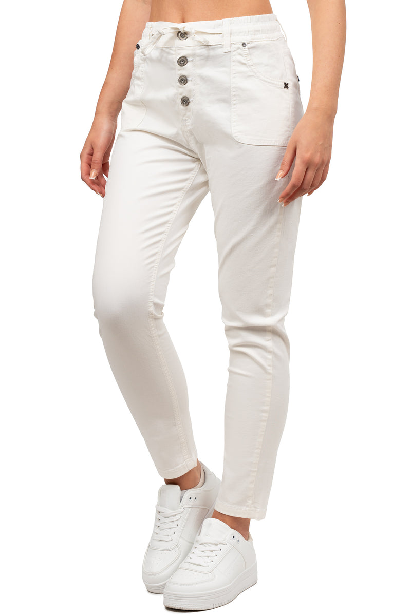 Damen Regular Fit Hose Mid Waist WD508 - White