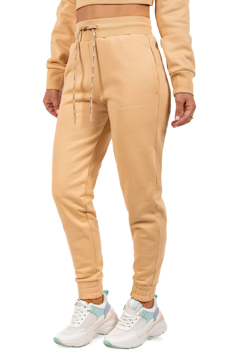 Damen Slim Fit Jogginghose Marken-Stick 23RSW039 - Beige