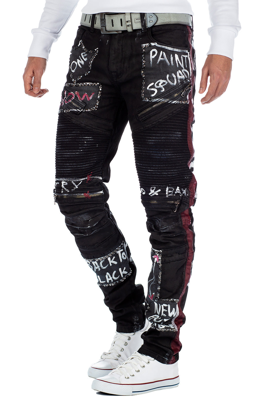 Herren Straight Fit Jeans Mid Waist CD571 - Black