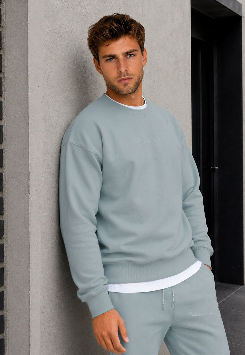 Herren Regular Fit Pullover Logo-Stitching 23RS037 - Grey