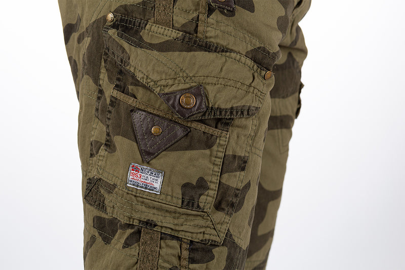 Herren Regular Fit Shorts Mid Waist peanut - Camo_Kaki
