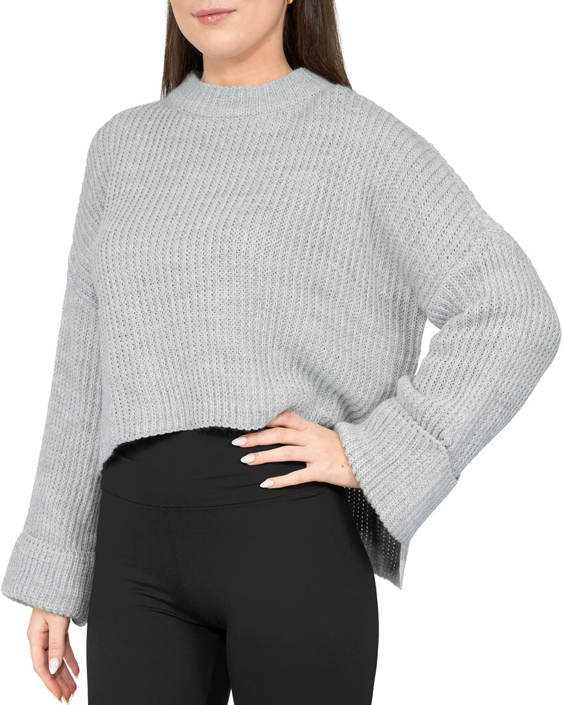 Damen Relaxed Fit Strickpullover 25RSW093 - Grey