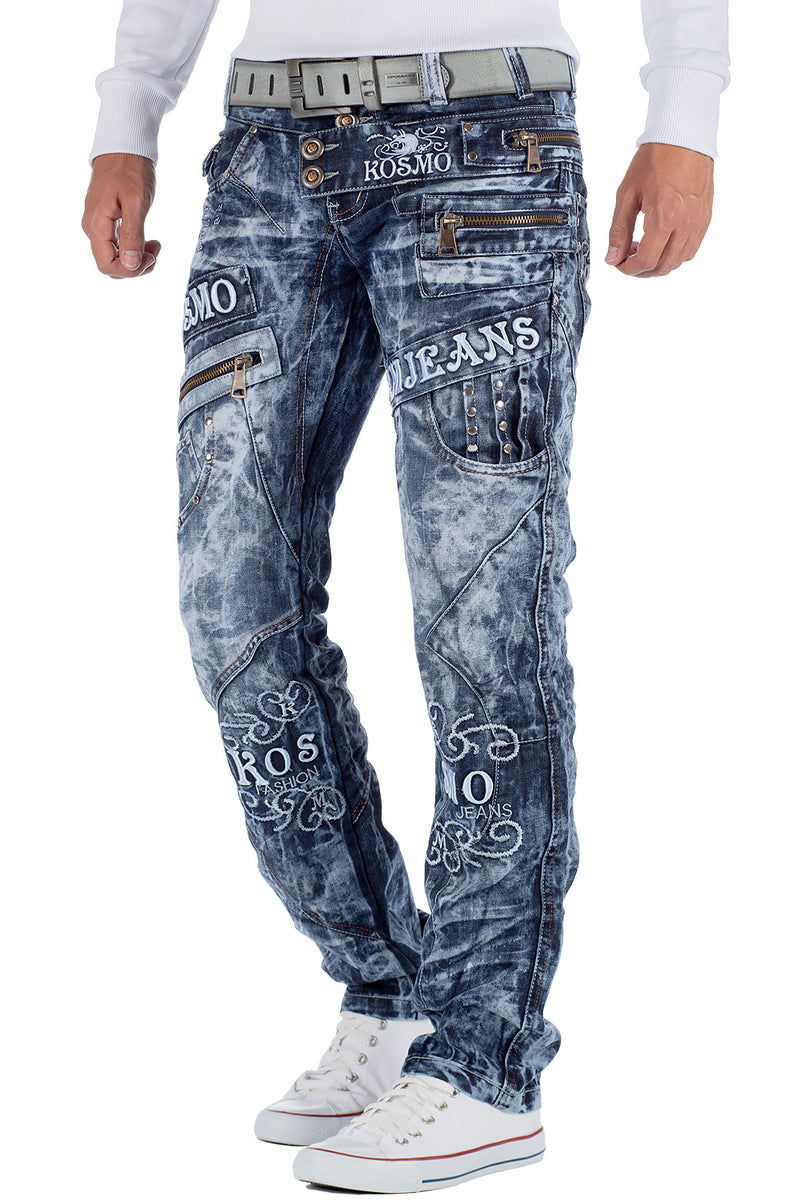 Herren Regular Fit Jeans Stonewashed KM051 - Blue