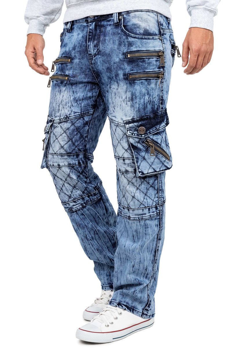 Herren Regular Fit Jeans Stonewashed KM060 - Blue