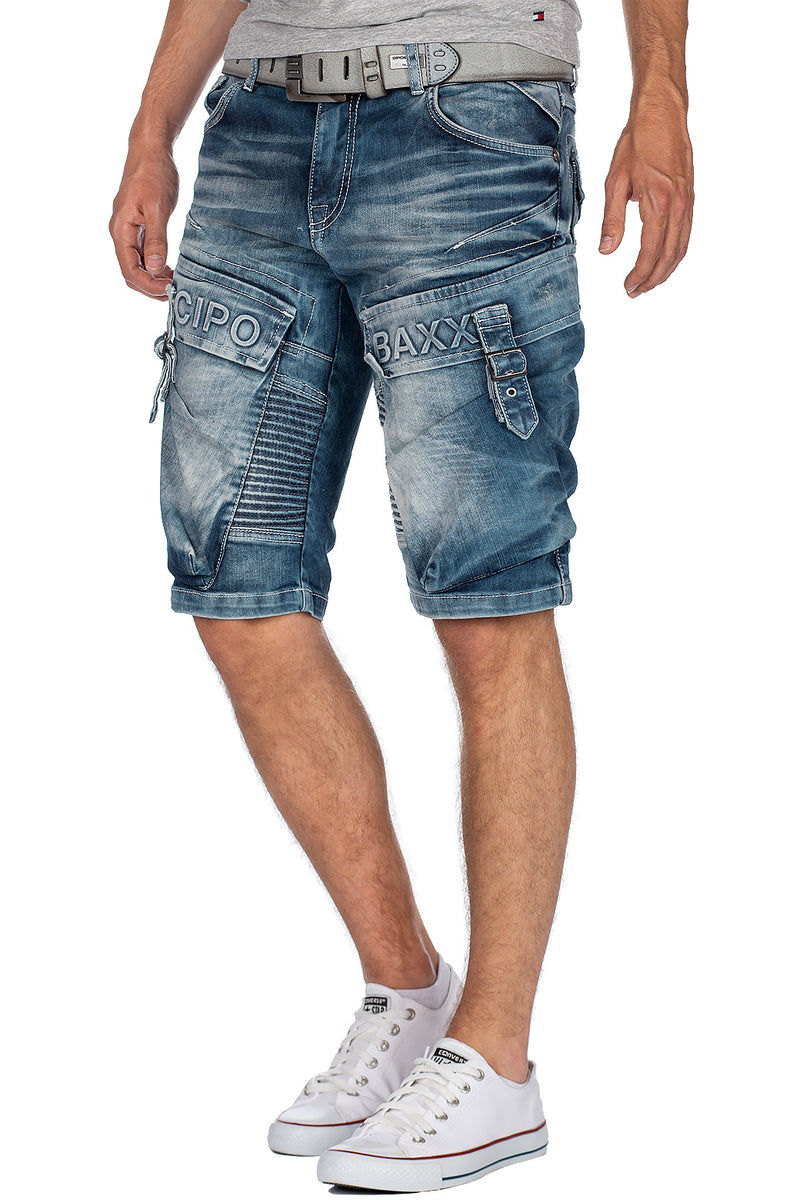 Herren Regular Fit Shorts Stonewashed CK189 - Blue