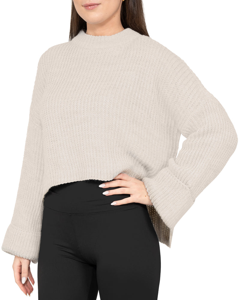Damen Relaxed Fit Strickpullover 25RSW093 - Beige
