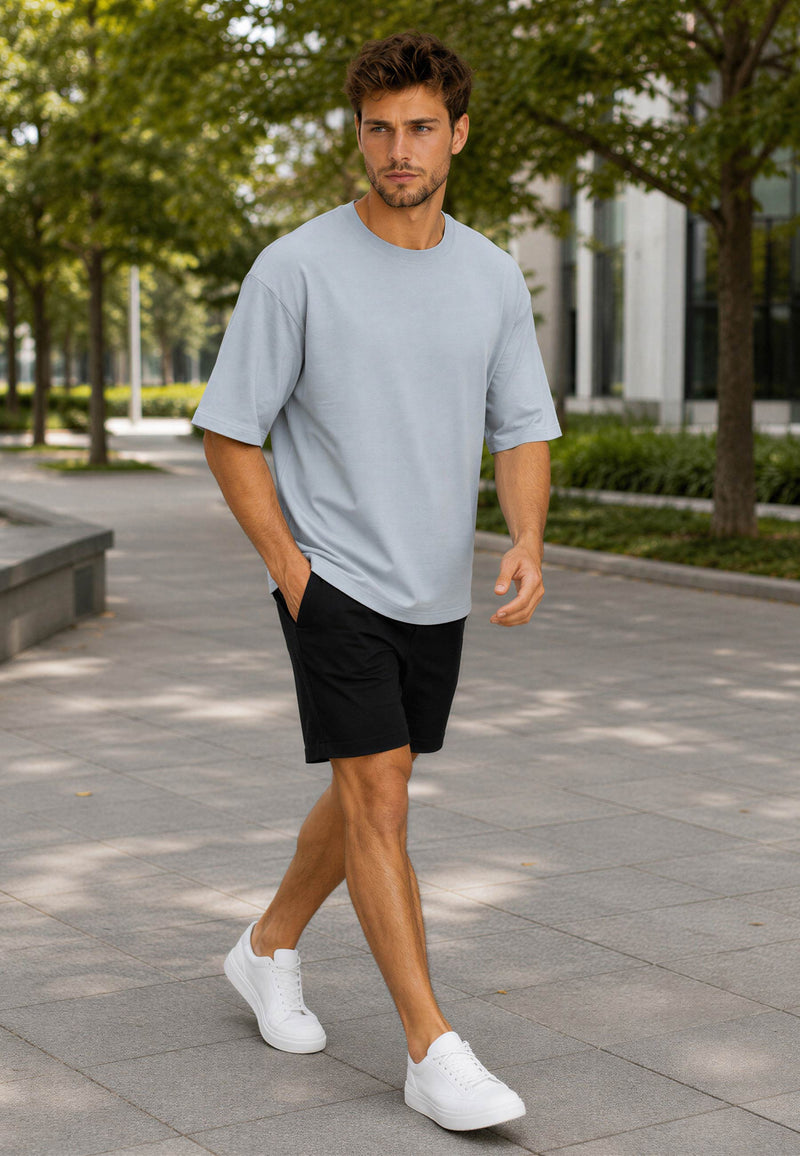 Herren Regular Fit T-Shirt Shoulder Drop 25RS071 Light Blue XS - Light Blue