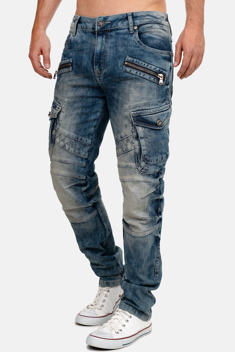 Herren Straight Fit Jeans Stonewashed CD780 - Blue