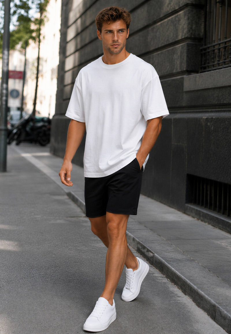 Herren Regular Fit T-Shirt Shoulder Drop 25RS071 - White