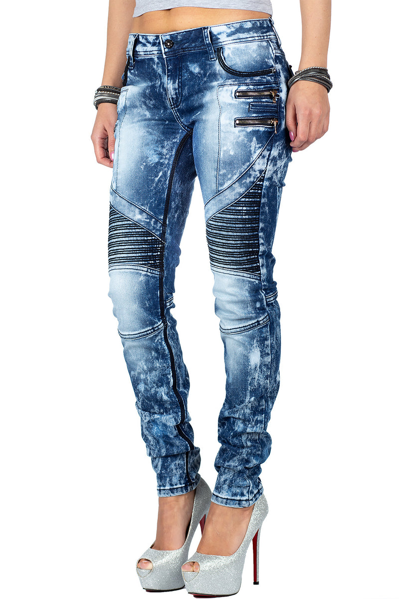 Damen Slim Fit Jeans Stonewashed WD361 - Blue