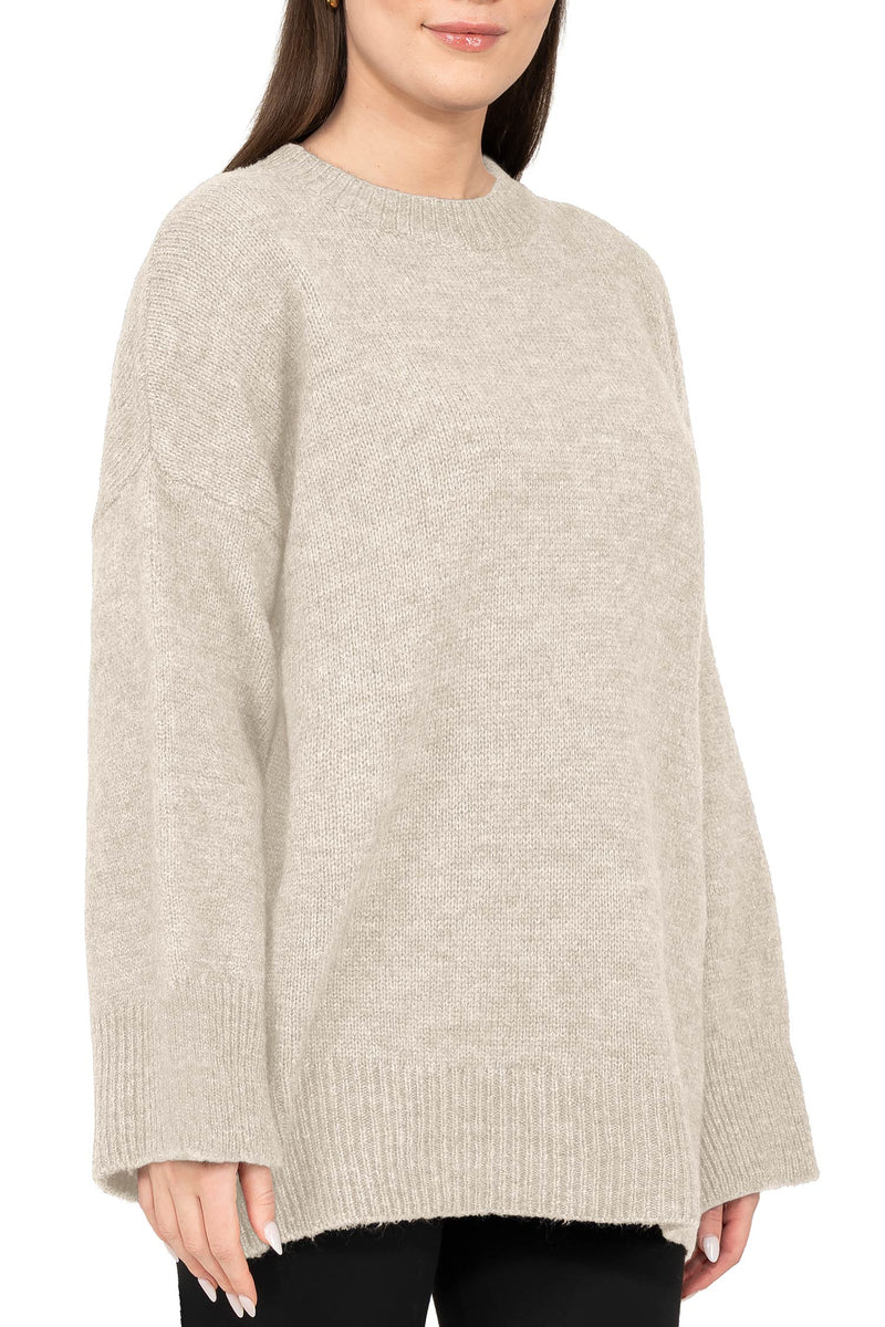 Damen Oversized Strickpullover 25RSW087 - Beige
