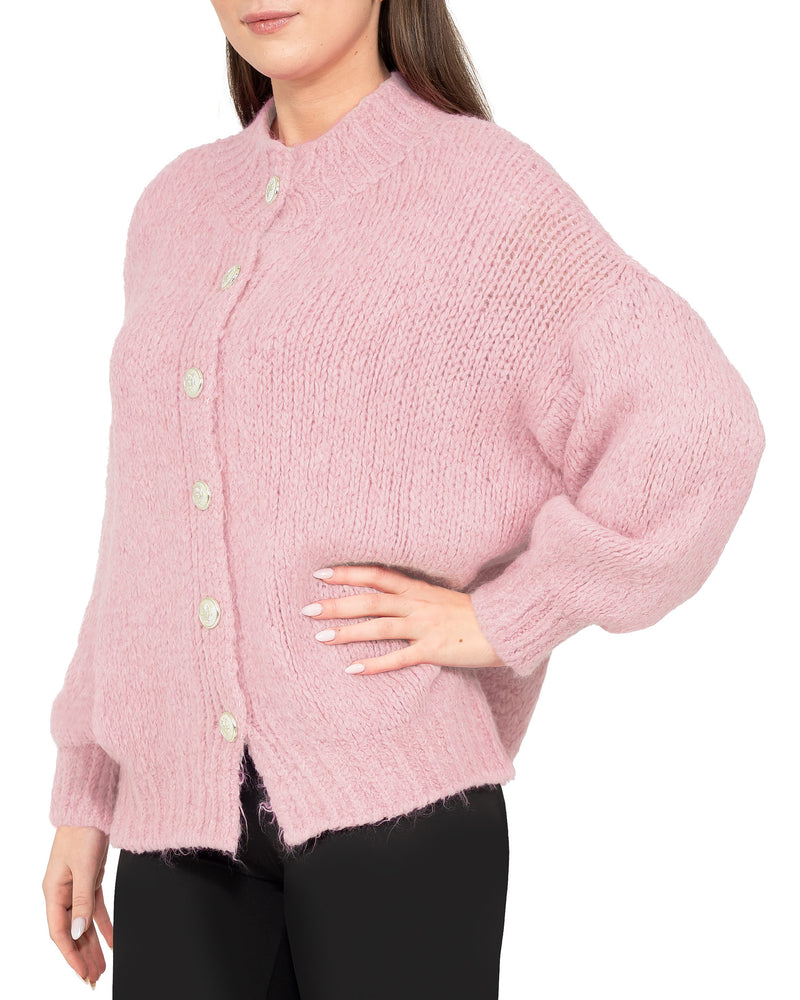 Damen Relaxed Fit Strickjacke 25RSW094 - Rosa