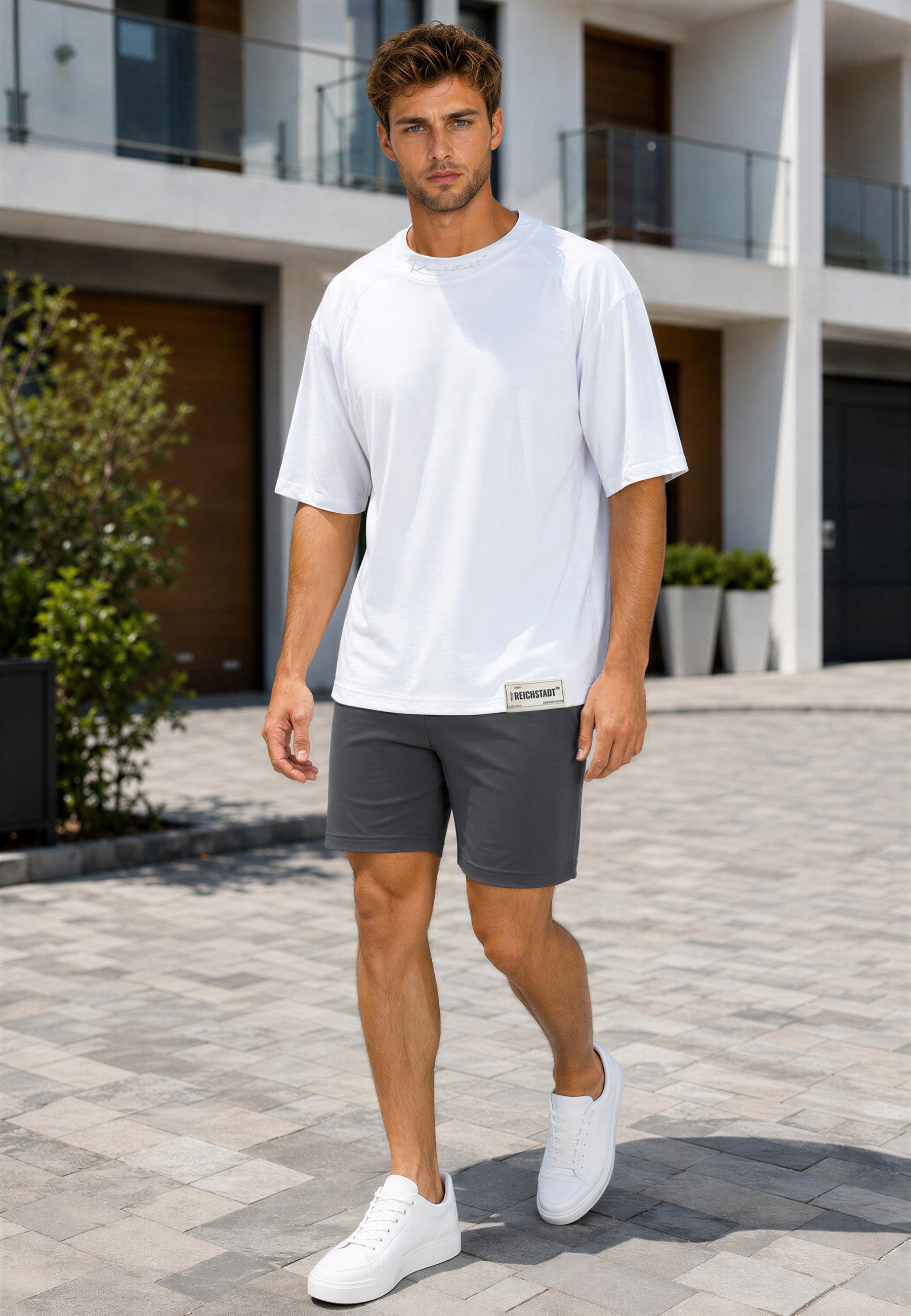 Herren Relaxed Fit T-Shirt 23RS041 - White