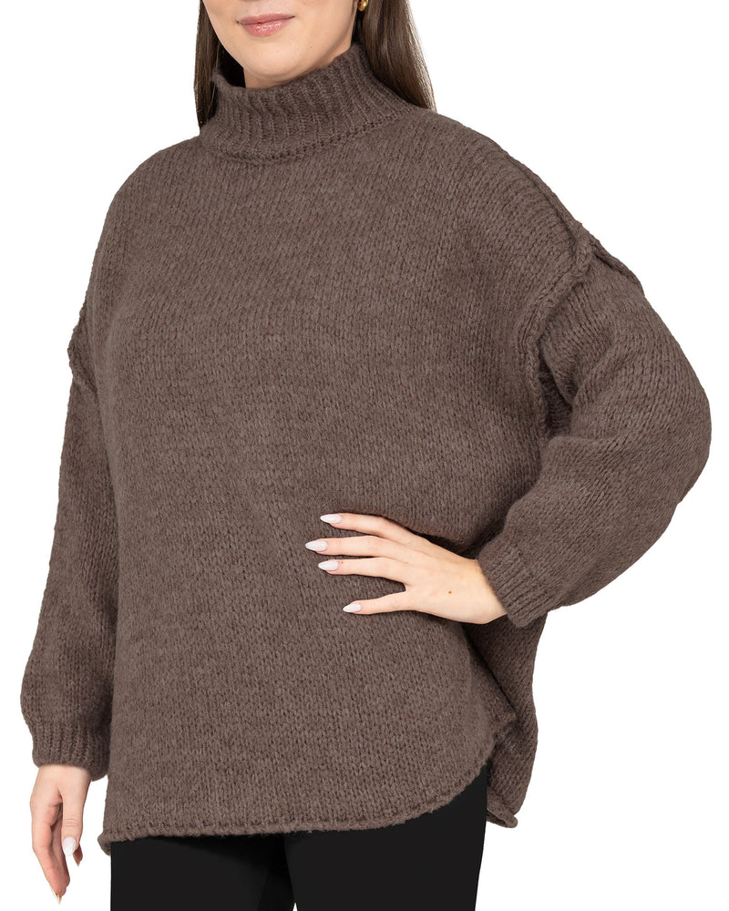 Damen Relaxed Fit Strickpullover 25RSW095 - Taupe