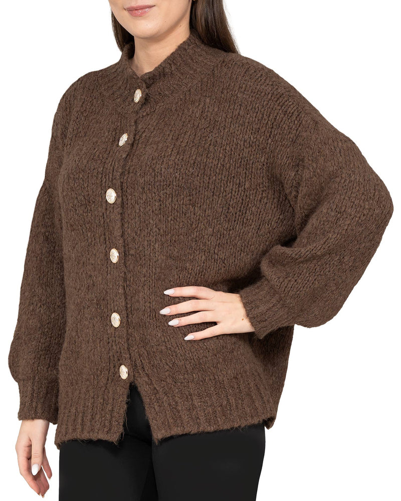 Damen Relaxed Fit Strickjacke in Taupe – Reichstadt – Ansicht 3