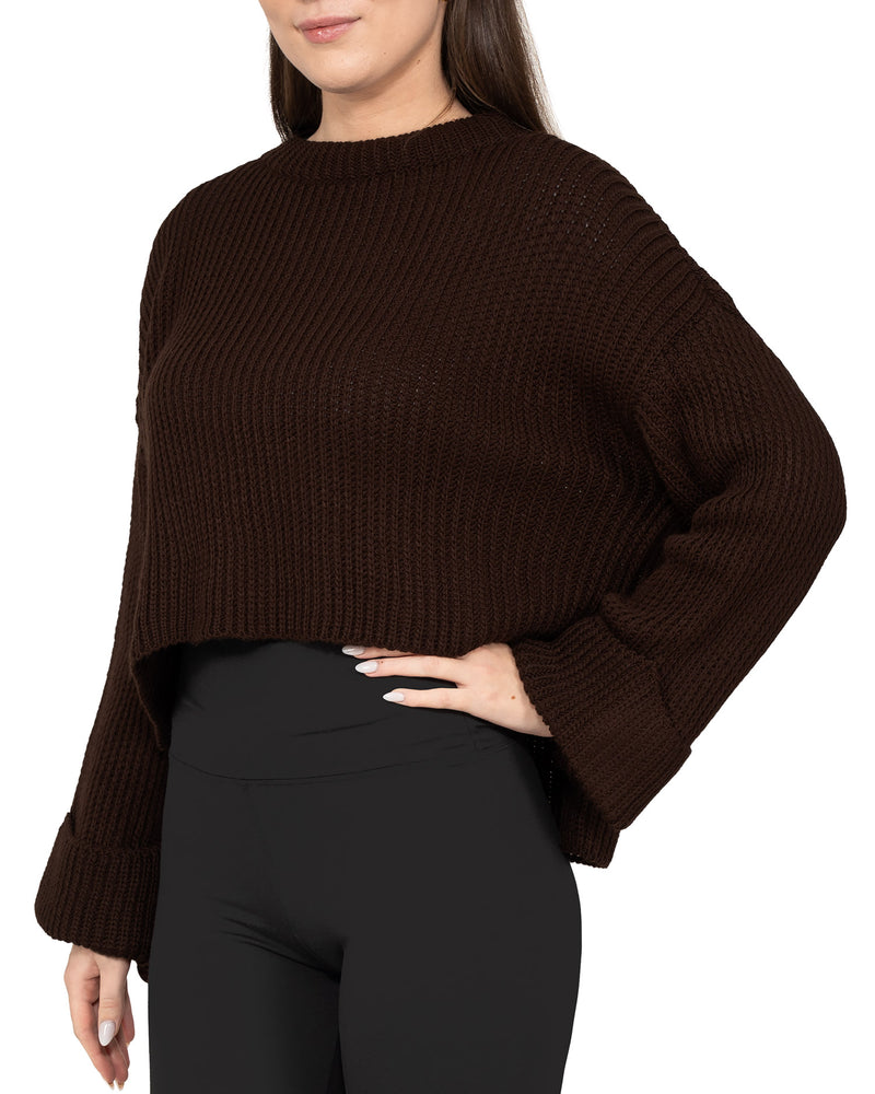 Damen Relaxed Fit Strickpullover 25RSW093 - Brown