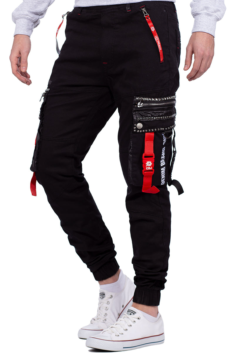 Herren Slim Fit Hose Mid Waist CR132 - Black