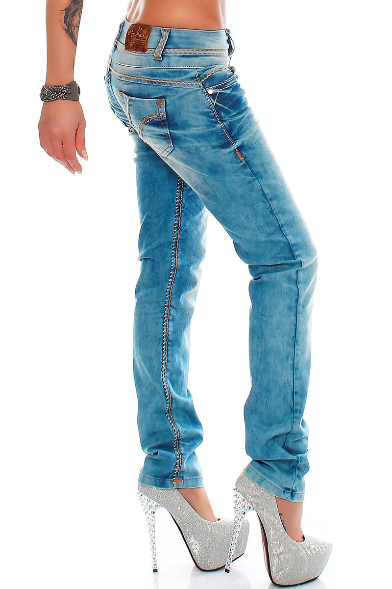 Damen Slim Fit Jeans Stonewashed CBW0347A - Light Blue