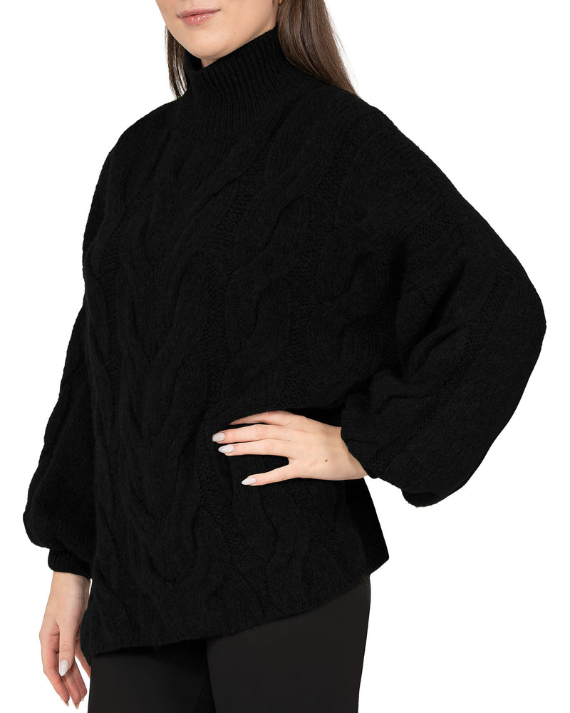 Damen Relaxed Fit Strickpullover 25RSW091 - Black