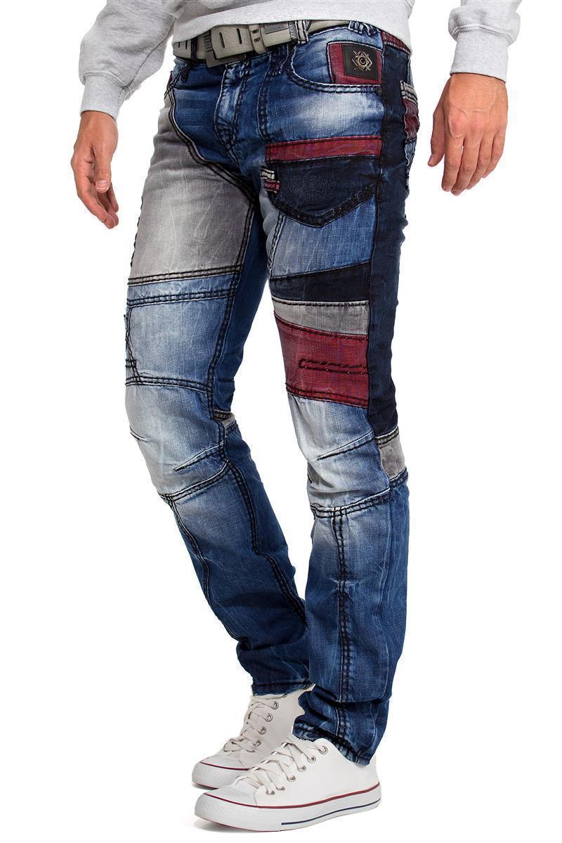 Herren Bequem Jeans Stonewashed CD574 - Blue