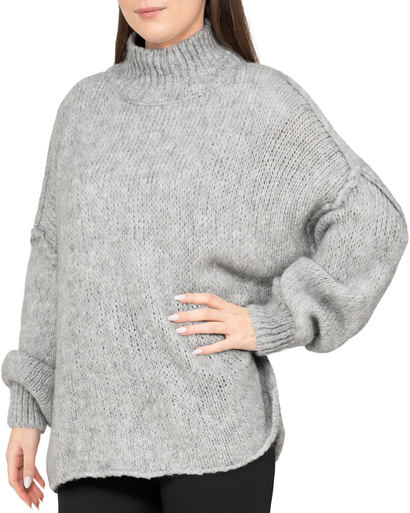 Damen Relaxed Fit Strickpullover 25RSW092 - Grey