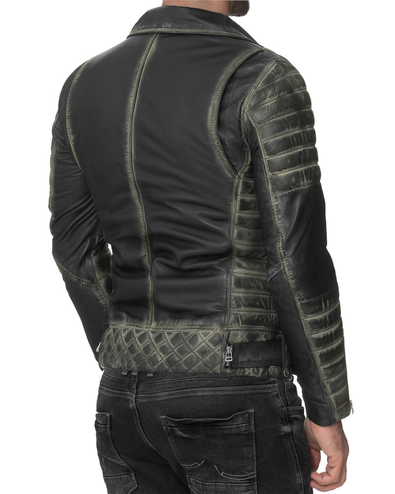 Herren Slim Fit Echtleder Jacke RS001LUX - Fungi Green