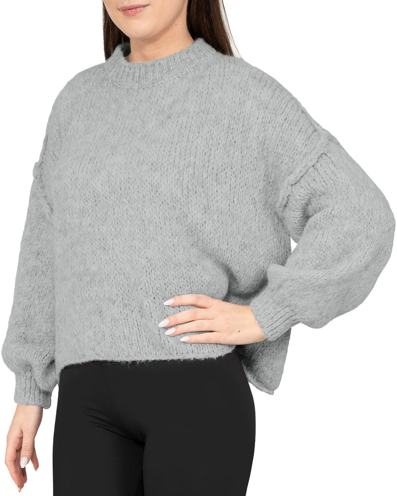 Damen Relaxed Fit Strickpullover 25RSW096 - Grey