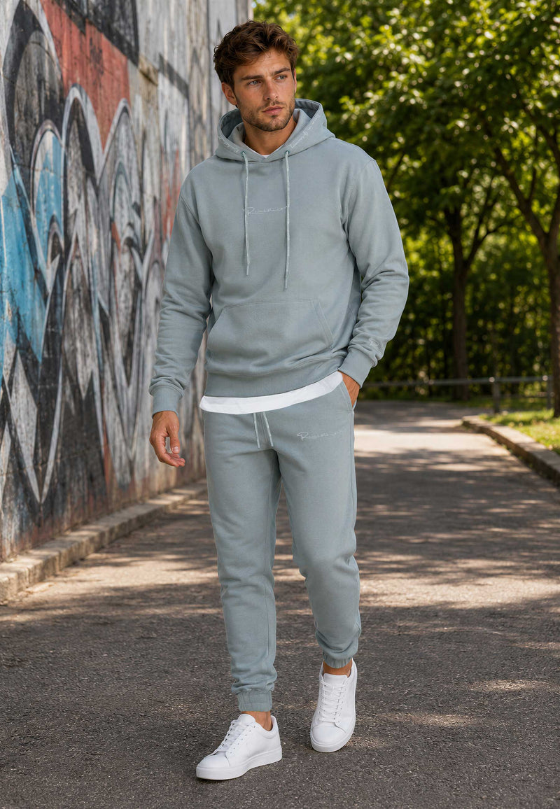 Herren Regular Fit Hoodie Marken-Stick 23RS034 - Grey