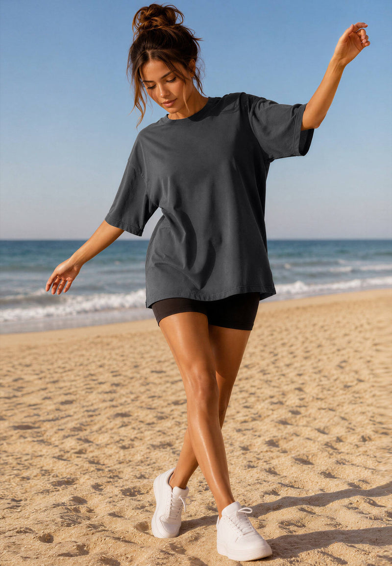 Damen Oversized Oversized T-Shirt 25RSW070 - Dark Grey