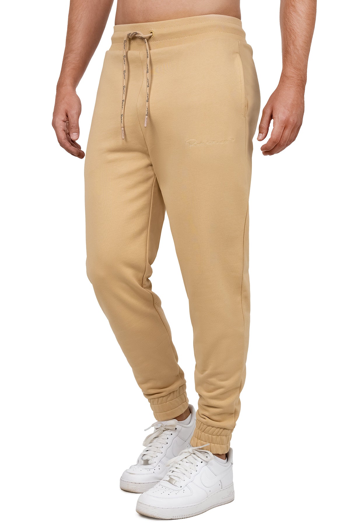 Herren Regular Fit Jogginghose Marken-Stick in Beige – Reichstadt – Ansicht 3